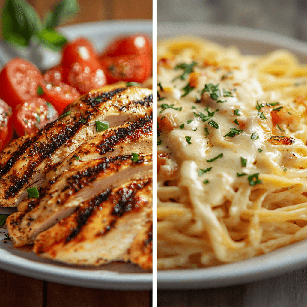 Grilled Chicken Margherita compared to other Olive Garden dishes.