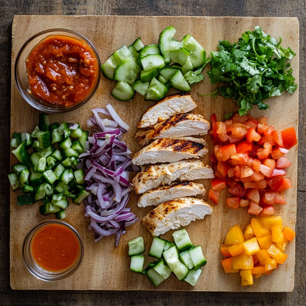 Step-by-step guide to making a healthier grilled chicken wrap.
