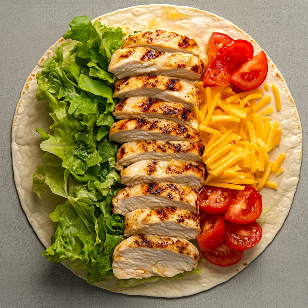 Step-by-step preparation of Wendy's Grilled Chicken Wrap.