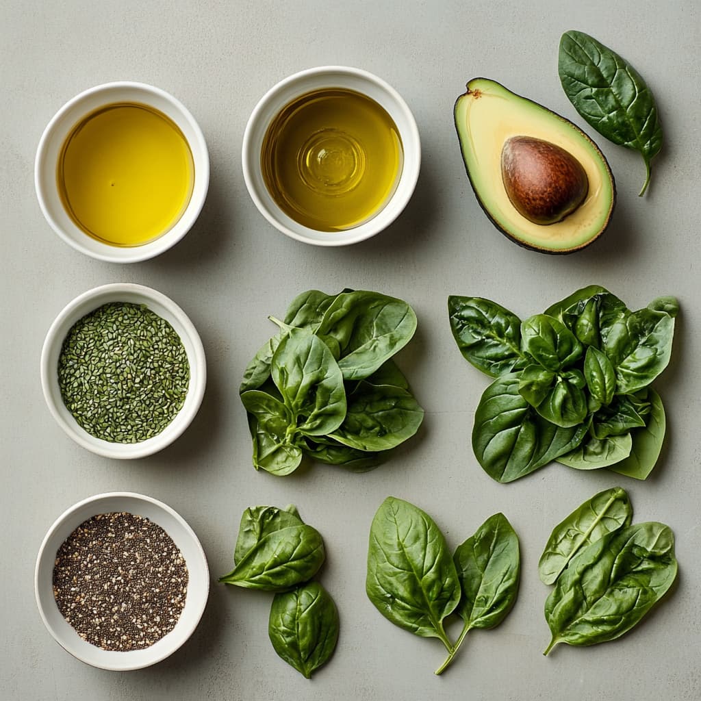 Nutritional ingredients for green spaghetti.