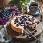 Cottage Cheese Blueberry Breakfast Cake on a breakfast table